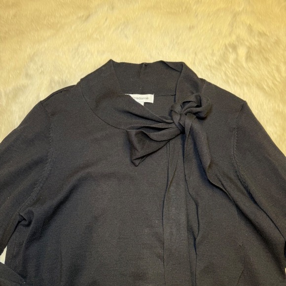 Liz Claiborne Womens Black Long Sleeve Bow Neck Sweater Size M - Picture 2 of 5